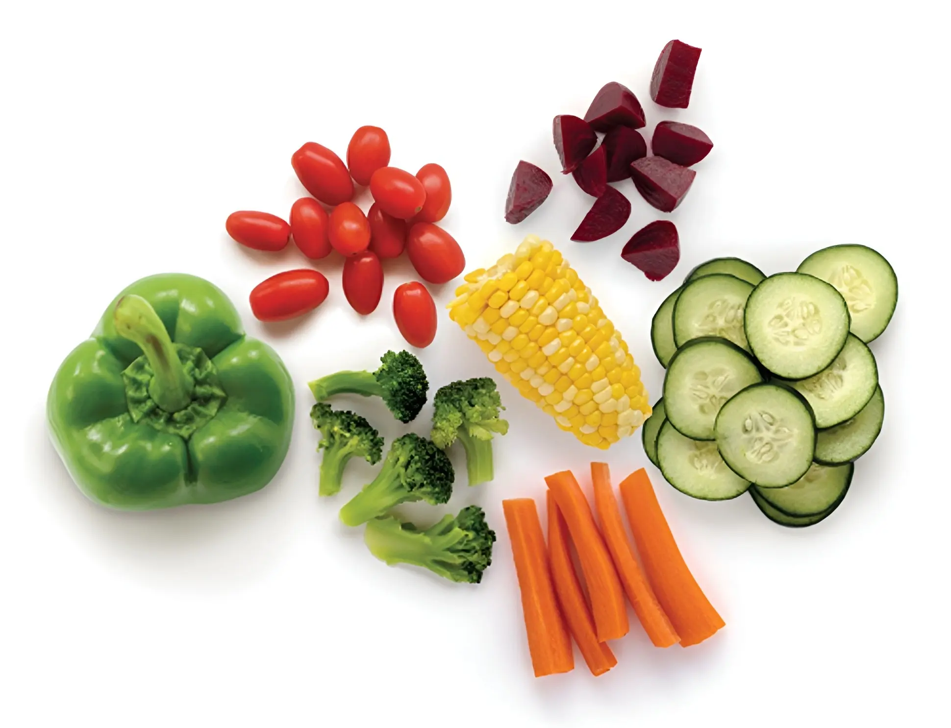 Assorted fresh vegetables on white background