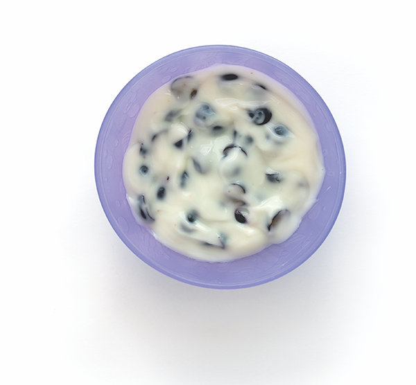 Bowl of yogurt with blueberries